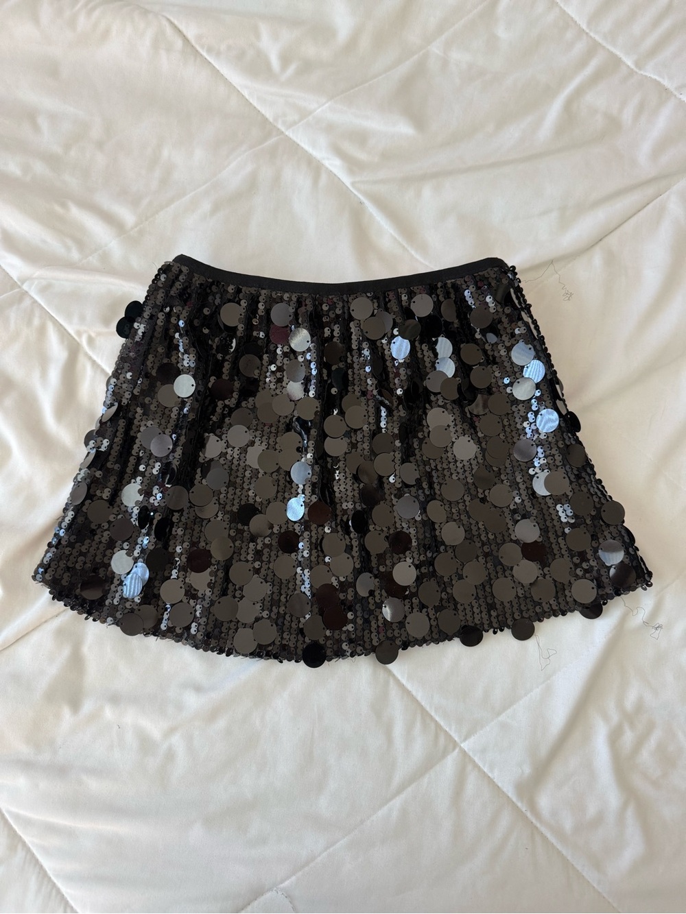 Women’s Black Sequin Disc Mini Skirt